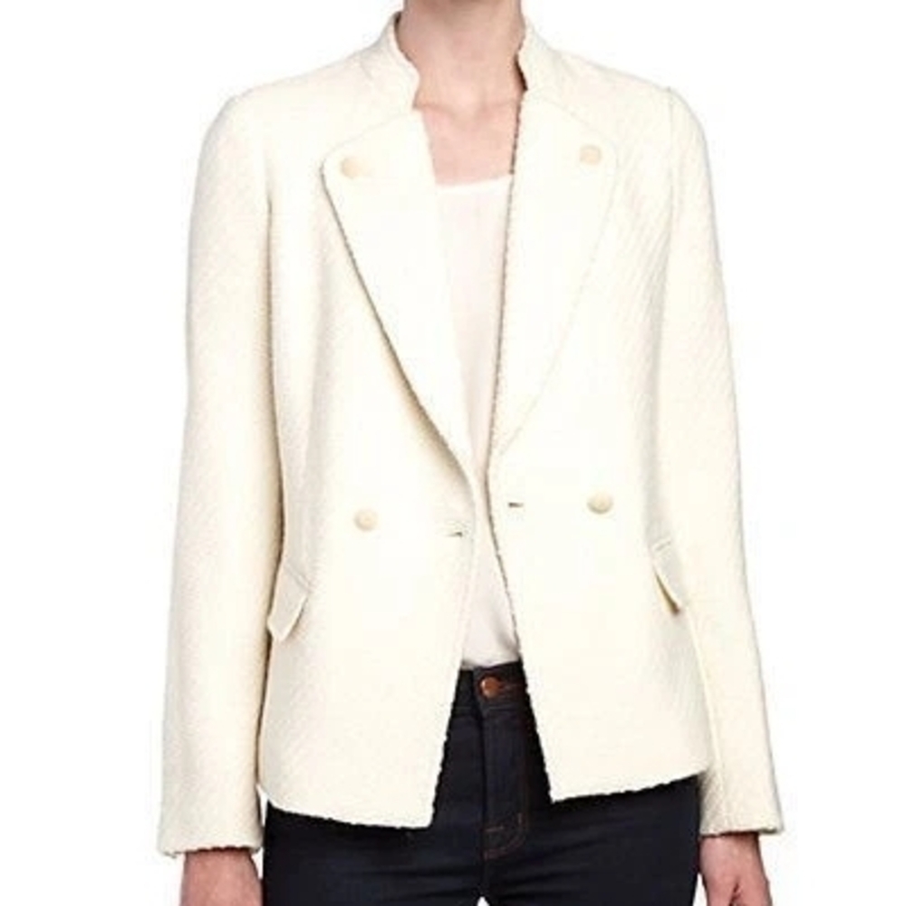Vince Tipo Cream Millitary Boucle Double-Breasted Jacket Size 6